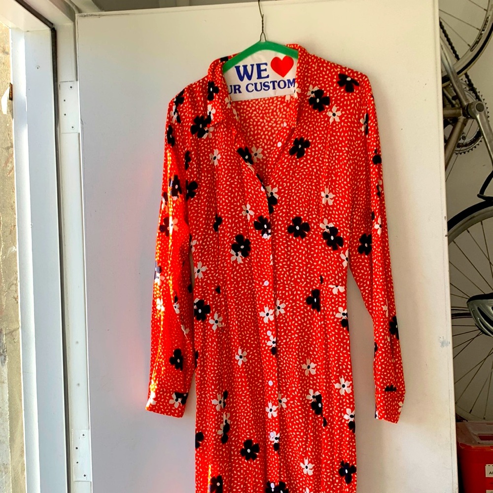 Whistles shirt dress red floral 10